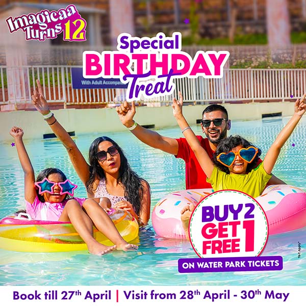 Buy 2 get 1 free birthday offer water park